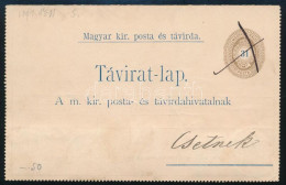 1892 31kr Díjjegyes Zárt Táviratlap Tollvonásos érvénytelenítéssel, Belül 4 X 1kr + 5kr Díjkiegészítéssel "CSETNEK" - Other & Unclassified