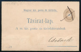 1892 31kr Díjjegyes Zárt Táviratlap Tollvonásos érvénytelenítéssel, Belül 4 X 1kr + 5kr Díjkiegészítéssel "CSETNEK" - Altri & Non Classificati