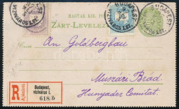 1897 3kr Díjjegyes Zárt Levelezőlap Színes Számú 2kr + 10kr Díjkiegészítéssel Alánlott Küldeményként "BUDAPEST VIZIVÁROS - Otros & Sin Clasificación