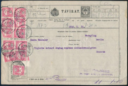 1916 Távirat Berlinbe 11 X 10f Turul Bérmentesítéssel - Other & Unclassified