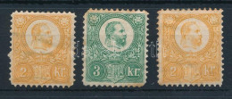 * 1883 Újnyomat 2 Db 2kr + 3kr (rövid Fogak / Short Perfs., Az Egyik 2kr és 3kr Rozsdafoltok / One 2kr And 3kr Stain Spo - Autres & Non Classés