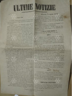 Italy Newspaper Italia Risorgimento Giornale ULTIME NOTIZIE Brescia 6 Agosto 1859 - Avant 1900