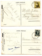 BELGIQUE - 2 CARTES POSTALES SIMPLE CERCLE RELAIS A ETOILES ISIERES - Sterstempels