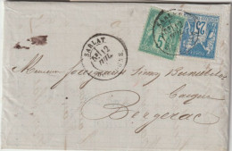 1878 - SAGE - LETTRE De SARLAT (DORDOGNE) => BERGERAC - 1876-1898 Sage (Type II)