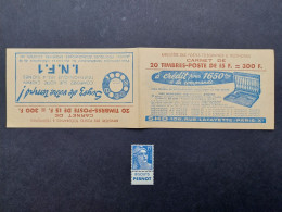 Carnet Vide 1951 Timbre 20x15f Bleu Couverture INF1 à 300f  Série Sans Numéro   Pub Pernot Pernot Pernot Pernot 886-C6 - Old : 1906-1965