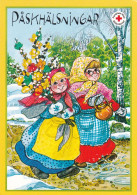 Postal Stationery - Witches Walking - Happy Easter - Red Cross - Suomi Finland - Postage Paid - Pitkäranta - Enteros Postales