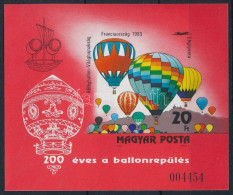 ** 1983 200 éves A Ballonrepülés Vágott Blokk (8.000) - Sonstige & Ohne Zuordnung