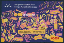 ** 2023 Veszprém-Balaton Európa Kulturális Fővárosa Vágott Blokk Piros Sorszámmal - Other & Unclassified