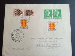 Paire 1011A Et Blasons Sur Lettre Pour Le DDR (RDA) Au Tarif Du 01/05/1951 De 30 Fr. Très Belle - 1955-1961 Marianne Of Muller