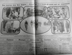 1914 EXCELSIOR ARTICLE DE PRESSE CYCLISME COURSE SIX JOURS PELOTON 1 JOURNAL ANCIEN - Diapositivas De Vidrio