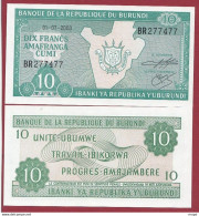 Burundi 10 Francs Amafranca    2003 ---UNC --(401) - Burundi