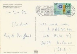 Suisse United Nations Volunterers Program FS0.70 Solo Franking Pcard Geneve 1feb1982 To Italy - Marcophilie