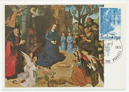 Maximum Card Belgium 1973 Adoration Of The Shepherds - Mary - Jesus Christ - Van Der Goes - Other & Unclassified