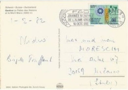 Suisse United Nations Volunterers Program FS0.70 Solo Franking Pcard Geneve 1feb1982 To Italy - Cartas & Documentos