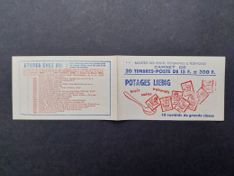 Carnet Vide 1951 Série 14 Timbre 20x15f Bleu Couverture 300f Potages Liébig Pub Excel Bic Excel Bic 886-C3 - Oude : 1906-1965