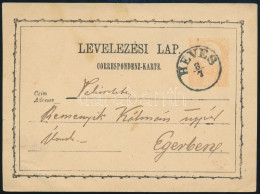 1874 2kr Díjjegyes Levelezőlap "HEVES" - Autres & Non Classés