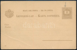 1896 Használatlan Kétnyelvű Millenniumi 2kr Díjjegyes Levelezőlap A Díjjegyen Lemezhiba (kopott Koszorú) (hajtás / Folde - Sonstige & Ohne Zuordnung