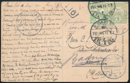 1911 Turul 5f Párral Bérmentesített Képeslap Amszterdamba, Továbbküldve Baarnba - Altri & Non Classificati