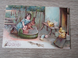 FANTAISIE GAUFREE FROHLICHES OSTERN LAPIN TOILETTE FILLETTE POUSSINS - Ostern
