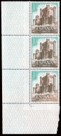 España - Edi ** 2093 Tira 3 - 1972 - Castillos - Variedad Sin Color Marrón Ultimo Sello - Neufs