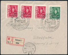 1935 Ajánlott Levél II. Rákóczi Ferenc 10f + 3 X 20f Bérmentesítéssel, Alkalmi Bélyegzéssel "BUDAPEST" - Albertfalva - Andere & Zonder Classificatie