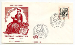 Germany, West 1971 FDC Scott 1066 Augustinian Monk Thomas Von Kempen, Author Of "The Imitation Of Christ" - 1971-1980