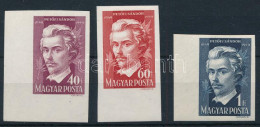 ** 1949 Petőfi II. Vágott ívszéli Sor / Mi 1045-1047 Imperforate Margin Set - Autres & Non Classés