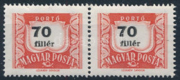 ** 1958 Vörös-fekete Portó 70f Pár Elcsúszott értékjelzéssel - Otros & Sin Clasificación