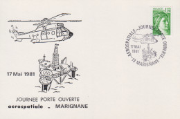 Carte  FRANCE   Journée  PORTE  OUVERTE   AEROSPATIALE   MARIGNANE    1981 - Helicopters