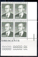 ITALIA REPUBBLICA ITALY REPUBLIC 1981 ALCIDE DE GASPERI QUARTINA ANGOLO DI FOGLIO BLOCK MNH - 1981-90: Neufs