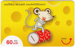 THAILAND O-156 Prepaid Happy - Cartoon, Animal, Mouse - Used - Thaïland
