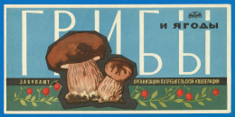 RUSSIA 1969 GROSS Matchbox Label - Mushrooms And Berries (catalog# 204) - Matchbox Labels