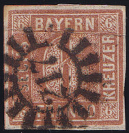 Bayern 6 Kreuzer Quadrat Marke Michel Nr. 4 Gestempelt   (10026 - Autres & Non Classés