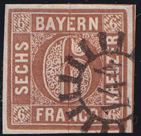 Bayern 6 Kreuzer Quadrat Marke Michel Nr. 4 Gestempelt   (10036 - Autres & Non Classés