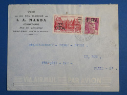 DL2  ILE DE LA REUNION CFA BELLE  LETTRE  1950 ST PAUL  A  PARIS FRANCE  +AU BON MARCHé+++ AFF. INTERESSANT+ - Lettres & Documents