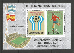 1978  Exhibition Block Mint MNH (**) Soccer , Football  - 1978 – Argentina