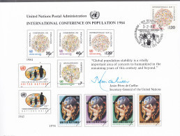 UNO NEW YORK  Erinnerungskarte 25, G-FDC, Weltbevölkerungskonferenz, 1984 - Covers & Documents