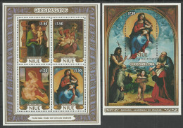 Niue 1986 Year , 2 Blocks Mint MNH(**) Painting CHRISTMAS - Niue