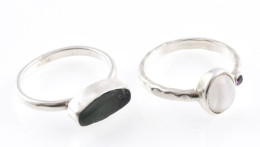 Ezüst (Ag) Gyűrű, 2 Db, Jelzéssel és Jelzés Nélkül, Méret: 52, 56, Bruttó: 5,3 G - Other & Unclassified