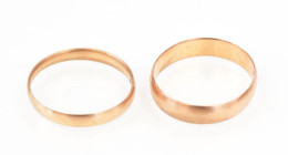 Arany (Au) 14K Karikagyűrű, 2 Db, Jelzett, Méret: 61, 60, Nettó: 3,9 G - Other & Unclassified
