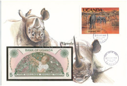 Uganda 1982. 5Sh Felbélyegzett Borítékban, Bélyegzéssel T:UNC  Uganda 1982. 5 Schilling In Envelope With Stamp And Cance - Non Classés