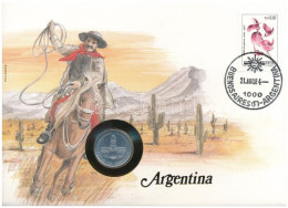 Argentína 1984. 1P Al Felbélyegzett Borítékban, Bélyegzéssel, Német Nyelvű Tájékoztatóval T:UNC  Argentina 1984. 1 Peso  - Unclassified