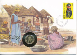 Guinea 1985. 10Fr-g Felbélyegzett Borítékban, Bélyegzéssel, Német Nyelvű Tájékoztatóval T:UNC Guinea 1985. 10 Francs Gui - Non Classés