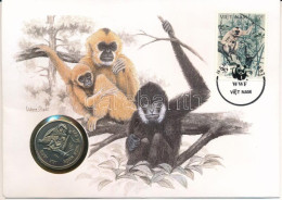 Vietnám 1990. 10D Cu-Ni "Gibbon" Emlékérme Felbélyegzett érmés Borítékban, Alkalmi Bélyegzéssel T:UNC Vietnam 1990. 10 D - Sin Clasificación