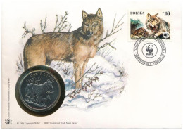 Lengyelország DN (1991) "A Világ Vadvédelmi Alap (WWF) 30. évfordulója - Canis Lupus (Szürke Farkas)" Kétoldalas Fém Eml - Ohne Zuordnung