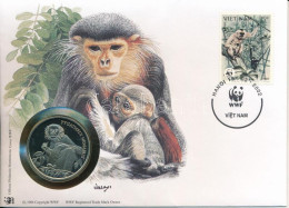 Vietnam DN (1991) "A Világ Vadvédelmi Alap (WWF) 30. évfordulója - Pygathrix Nemaeus (Tarka Karcsúmajom)" Kétoldalas Fém - Non Classés