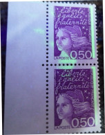 3088 Marianne Du 14 Juillet 0,50 F. Paire Avec Grosse Tache Phosphore Au Milieu - Unused Stamps