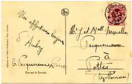 BELGIQUE - COB 284 SIMPLE CERCLE RELAIS A ETOILES CUGNON SUR CARTE POSTALE, 1931 - Postmarks With Stars