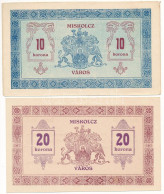 Miskolc 1919. 10K "K 00095" + 20K "A 3828" Városi Szükségpénz T:AU / Hungary / Miskolc 1919. 10 Korona "K 00095" + 20 Ko - Non Classés