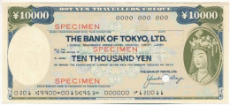 Amerikai Egyesült Államok DN "Tokió Bank" 10.000Y "SPECIMEN" Utazási Csekk Lyukasztással érvénytelenítve T:XF USA ND "Th - Non Classificati